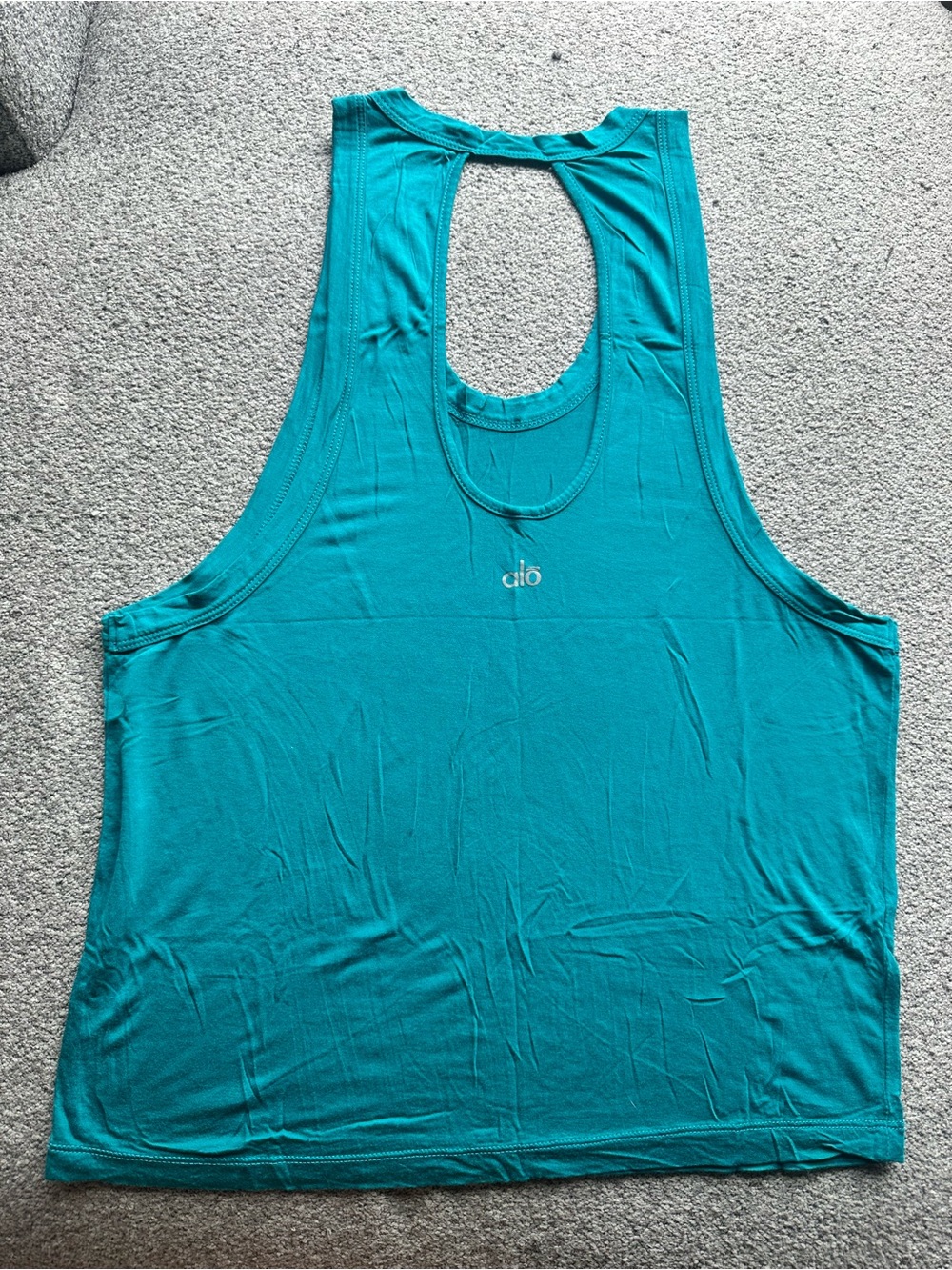 Alo Yoga Teal Racerback Tank Top Open Back Logo (Approx S/M)